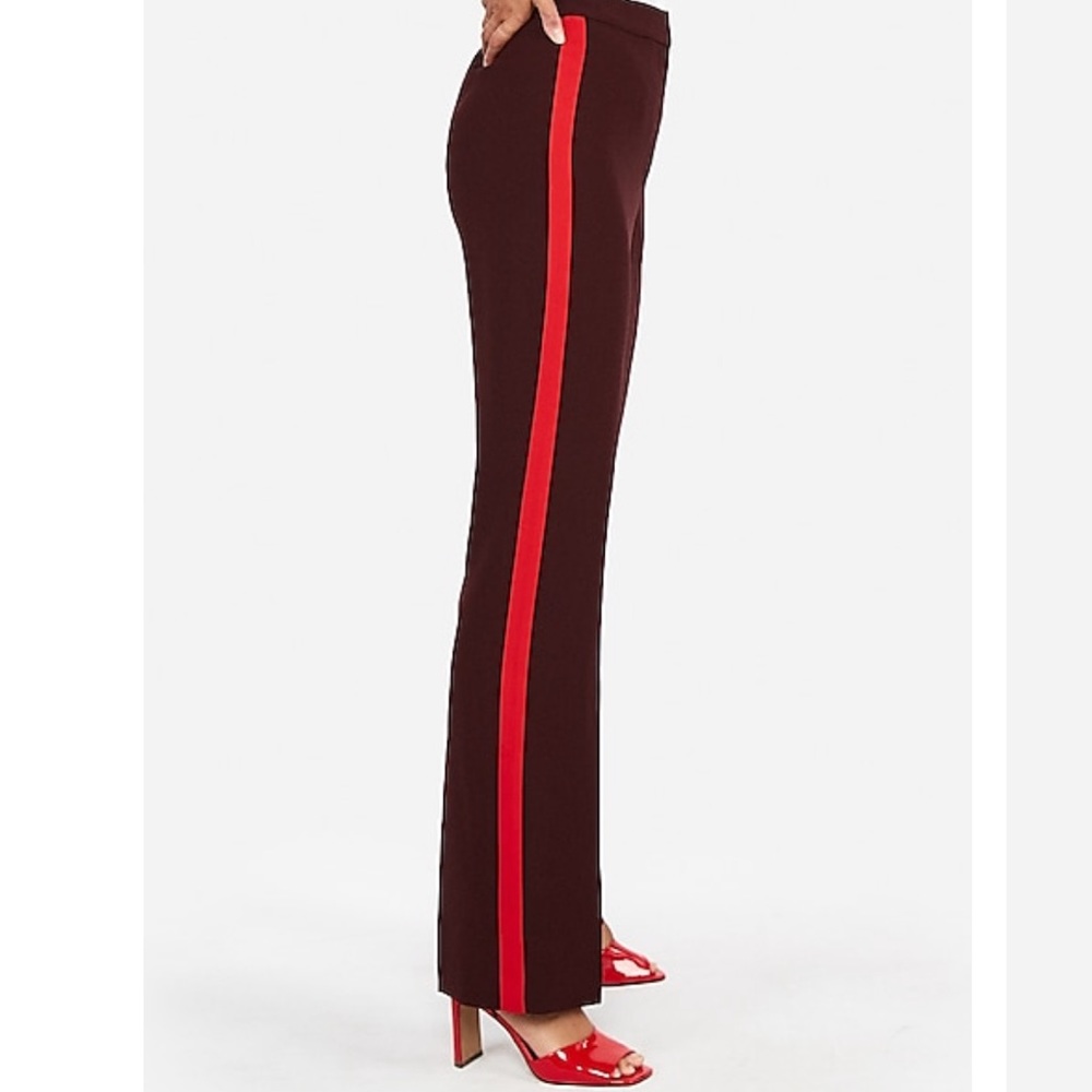 Express Wide Leg Red Stipe Dress Pant